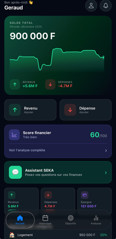 SEKA Money Dashboard